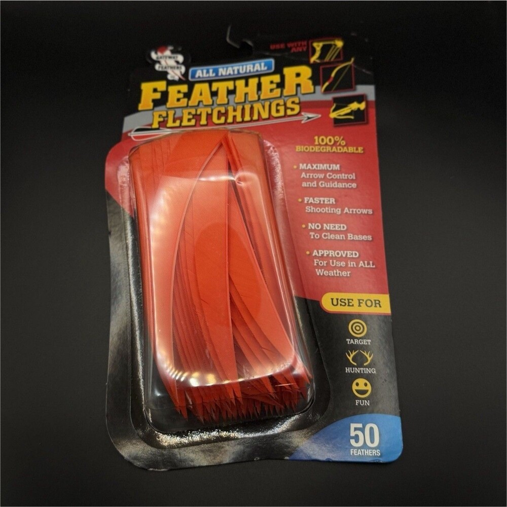 Gateway Feather Arrow Fletchings Left Wing 5in Shield Orange 50ct
